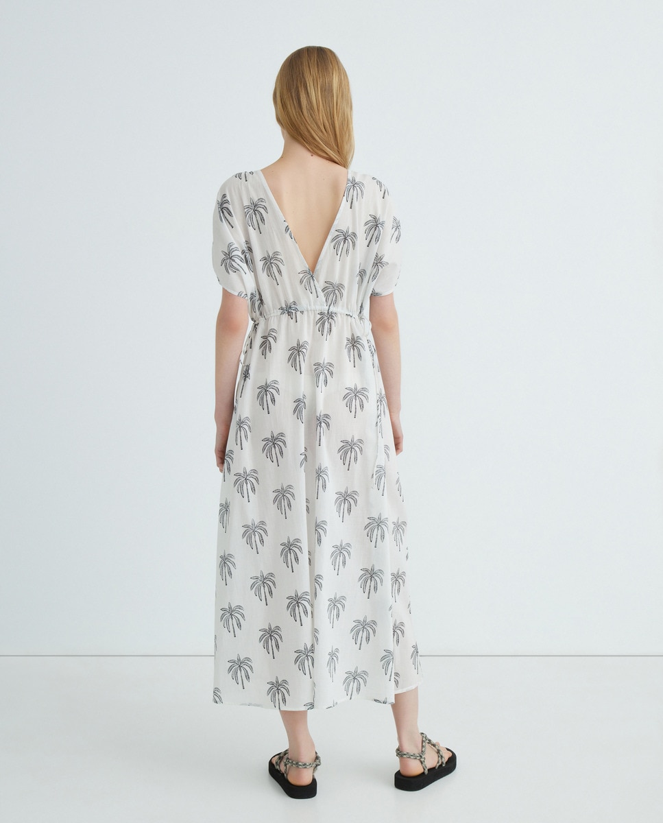 Kaftán escote pico estampado Crema-3