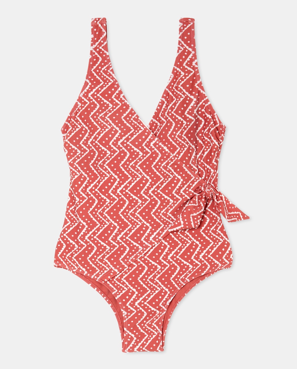 Bañador de mujer cruzado lazo Rojo-4