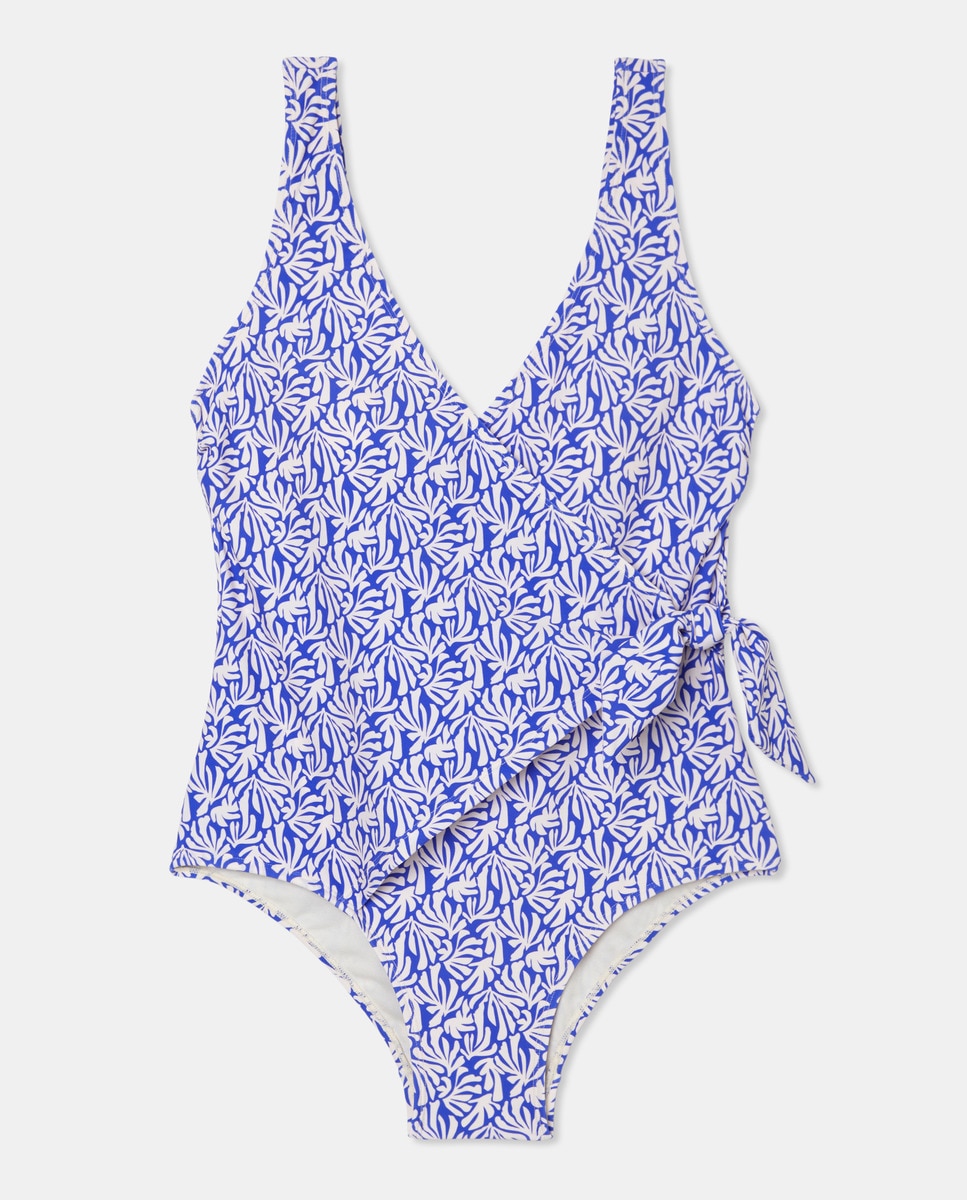 Bañador de mujer cruzado lazo Azul-4