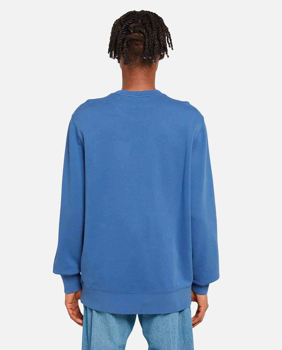 Sweatshirt com Decote Redondo e em Algodão Azul-2