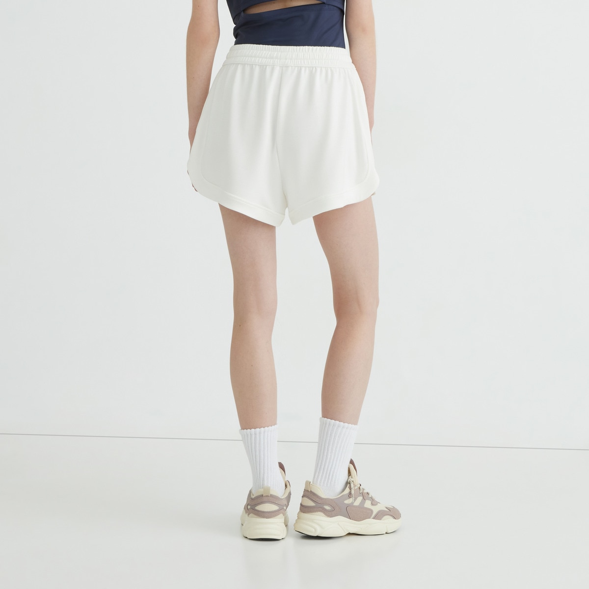 Pantalón corto modal mujer Crema-3