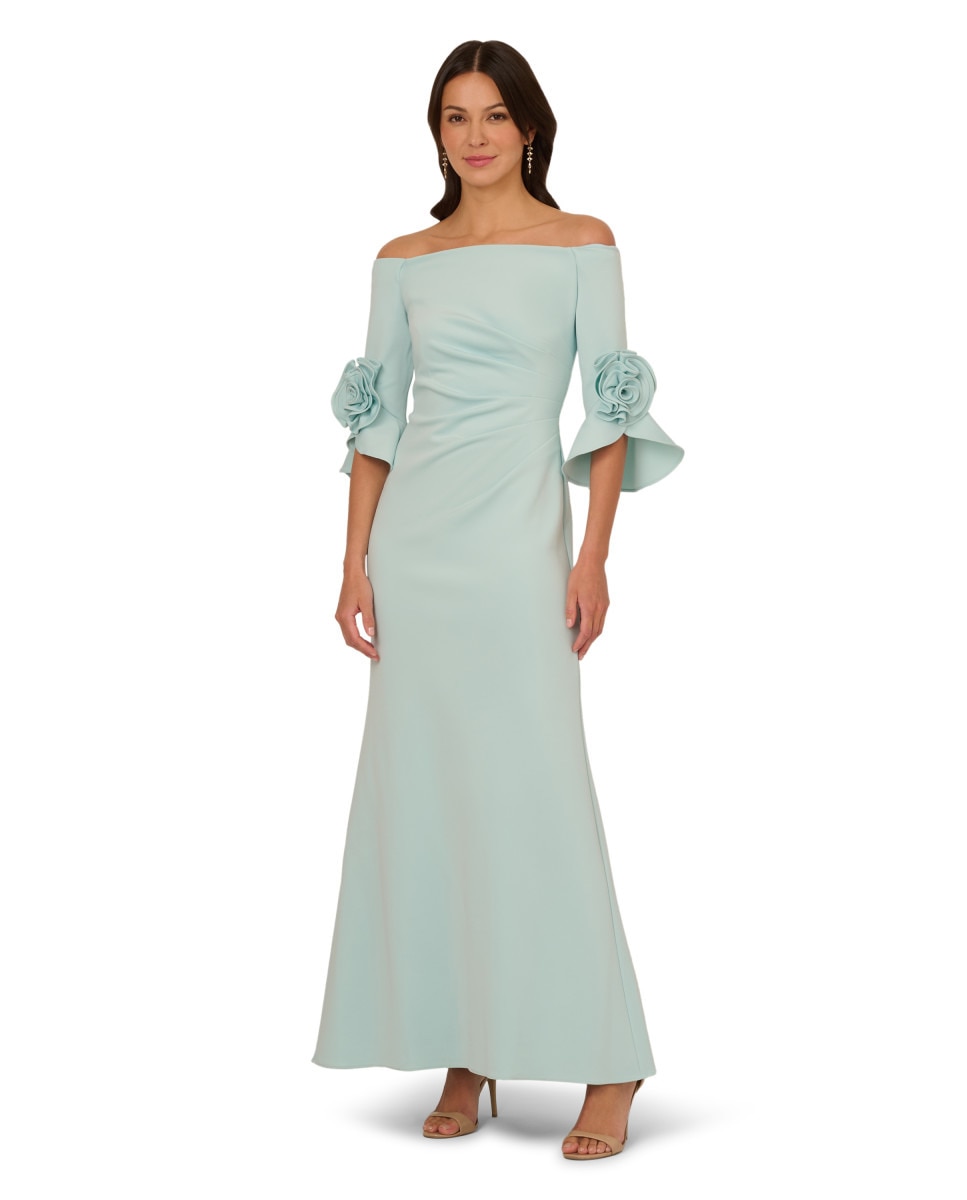Robe de Crepe Rosette Azul-claro-1