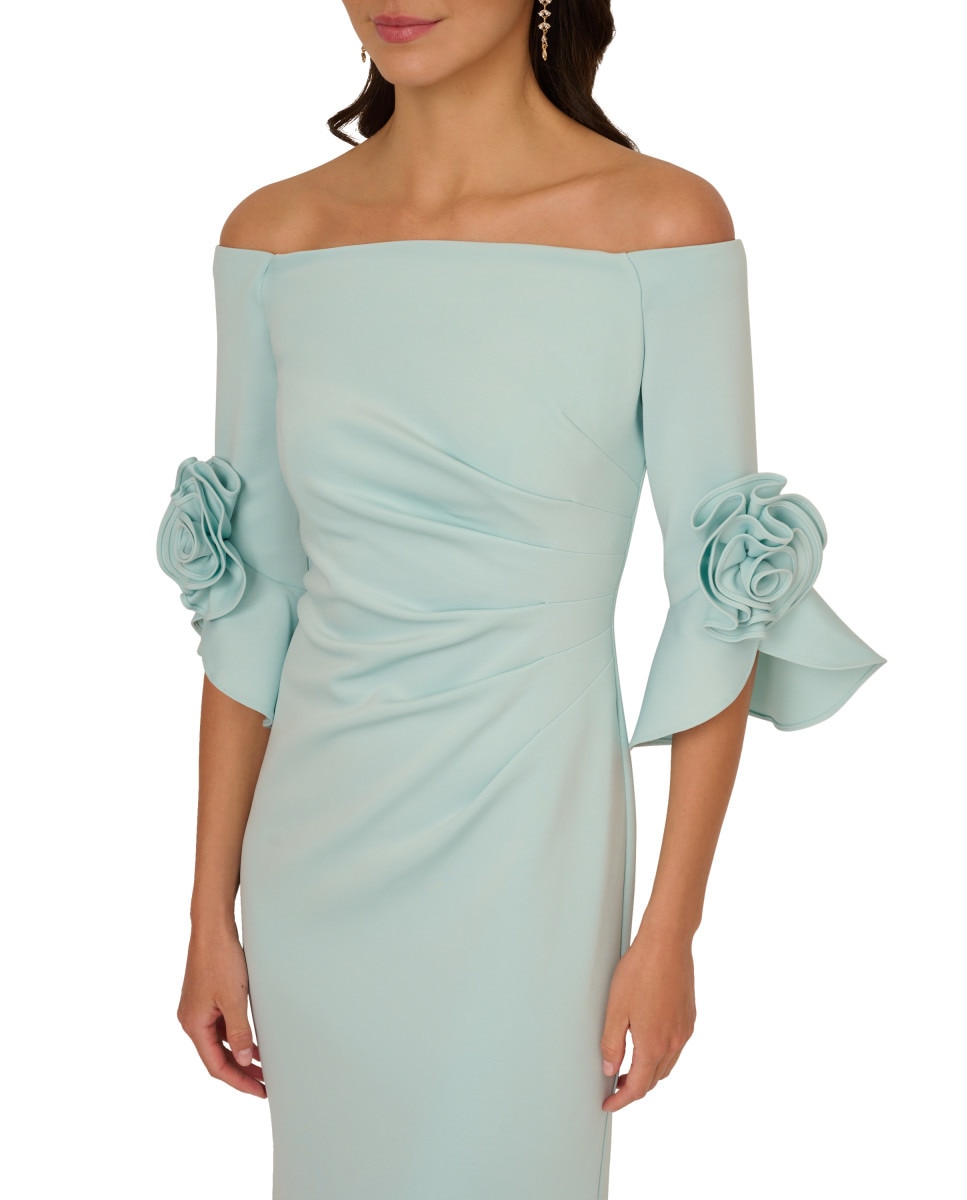 Robe de Crepe Rosette Azul-claro-5