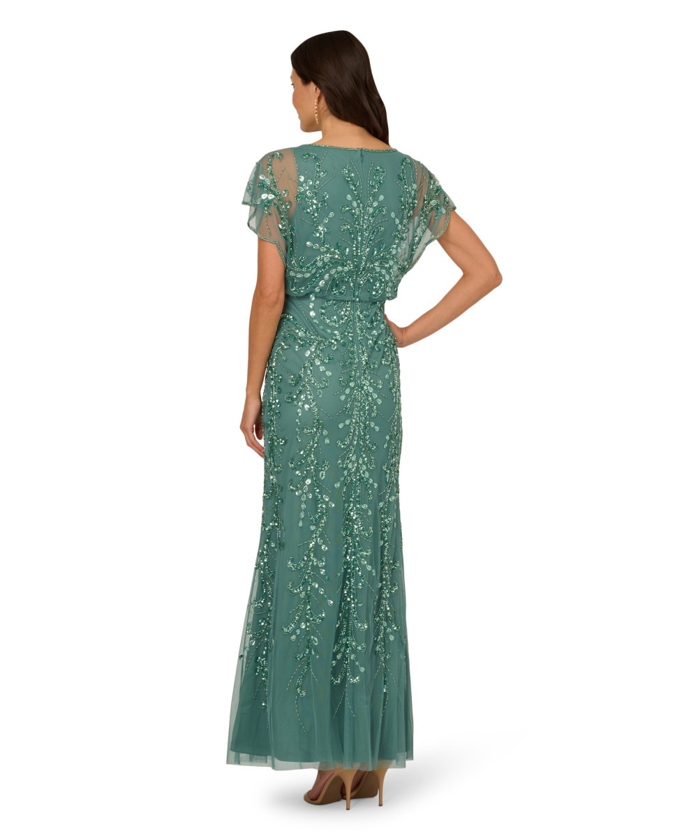 Vestido Comprido Tipo Blusa - Cor de Pedra Verde-2