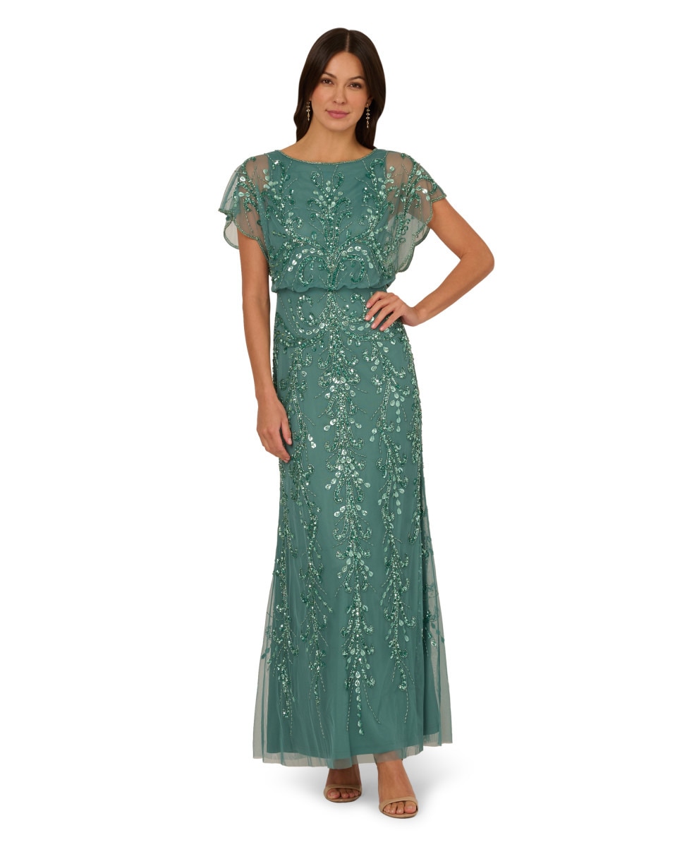 Vestido Comprido Tipo Blusa - Cor de Pedra Verde-1