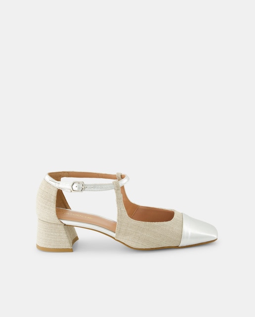 Imagem 0 de Sapatos de Salto em Têxtil com Salto de Bloco - Linha Comfort