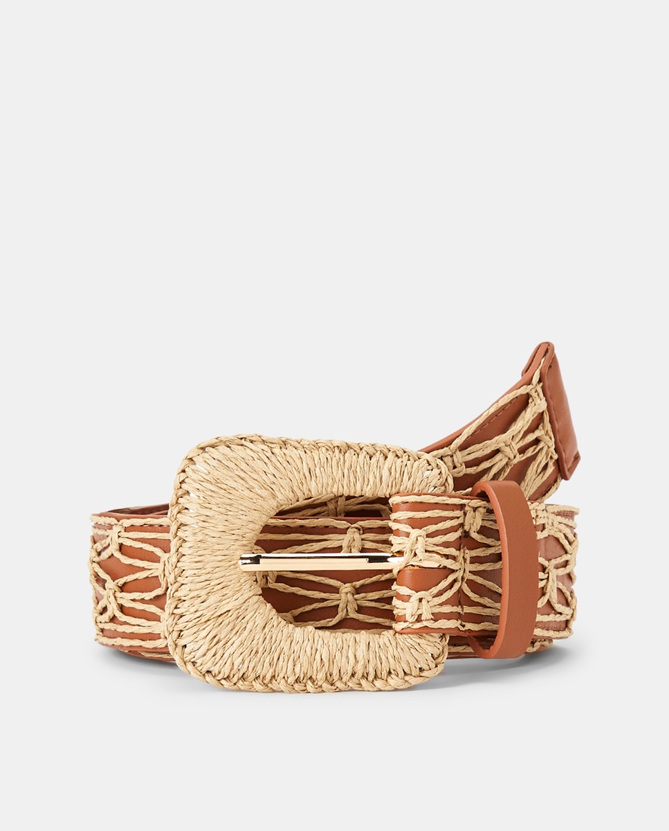 Cinto com Detalhe de Macramé 730 Camel-1