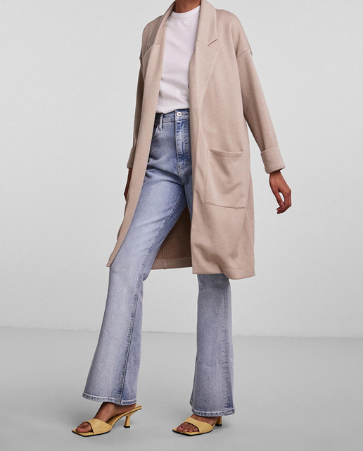 Imagen 0 de Abrigo ligero de manga larga y cuello de solapa de mujer