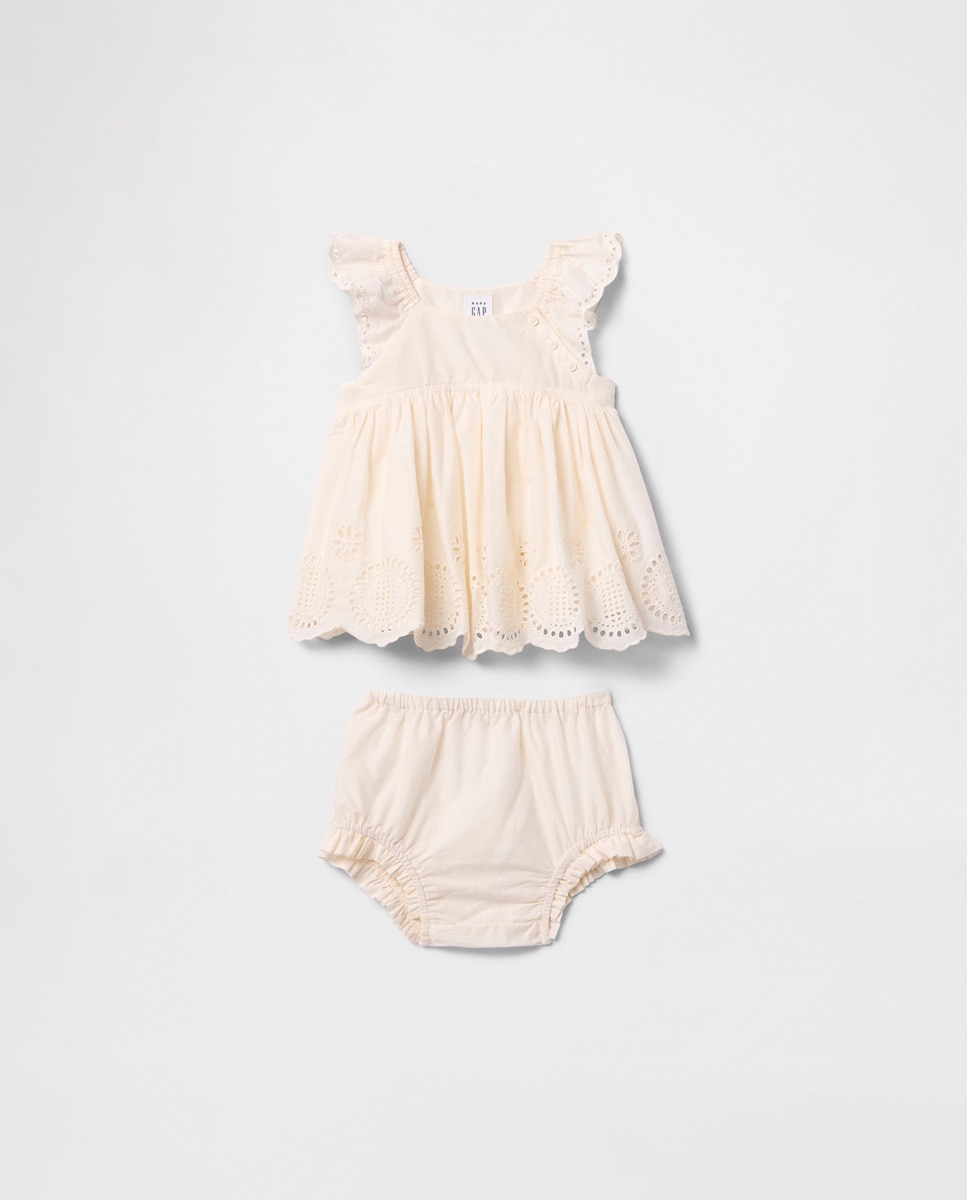 Babygrow de Top e Bombachas de Bebé com Gola Redonda Branco-4