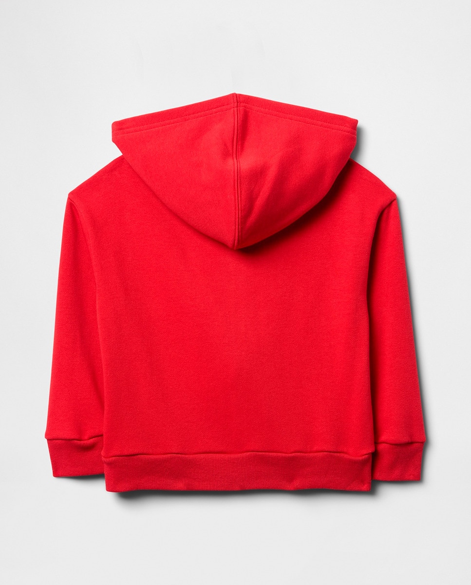 Sweatshirt com Capuz, Fecho de Correr com Logótipo e Bolsos Canguru Vermelho-5