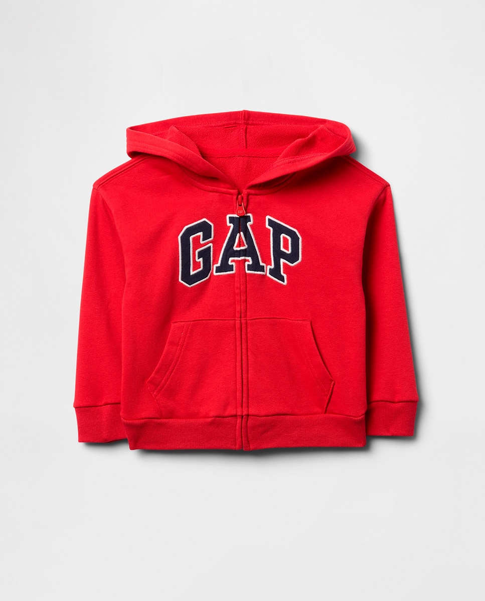 Sweatshirt com Capuz, Fecho de Correr com Logótipo e Bolsos Canguru Vermelho-4