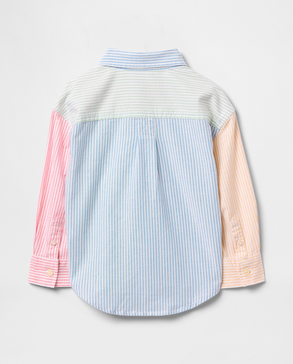 Camisa Oxford às Riscas com Manga Comprida Multicolor-5