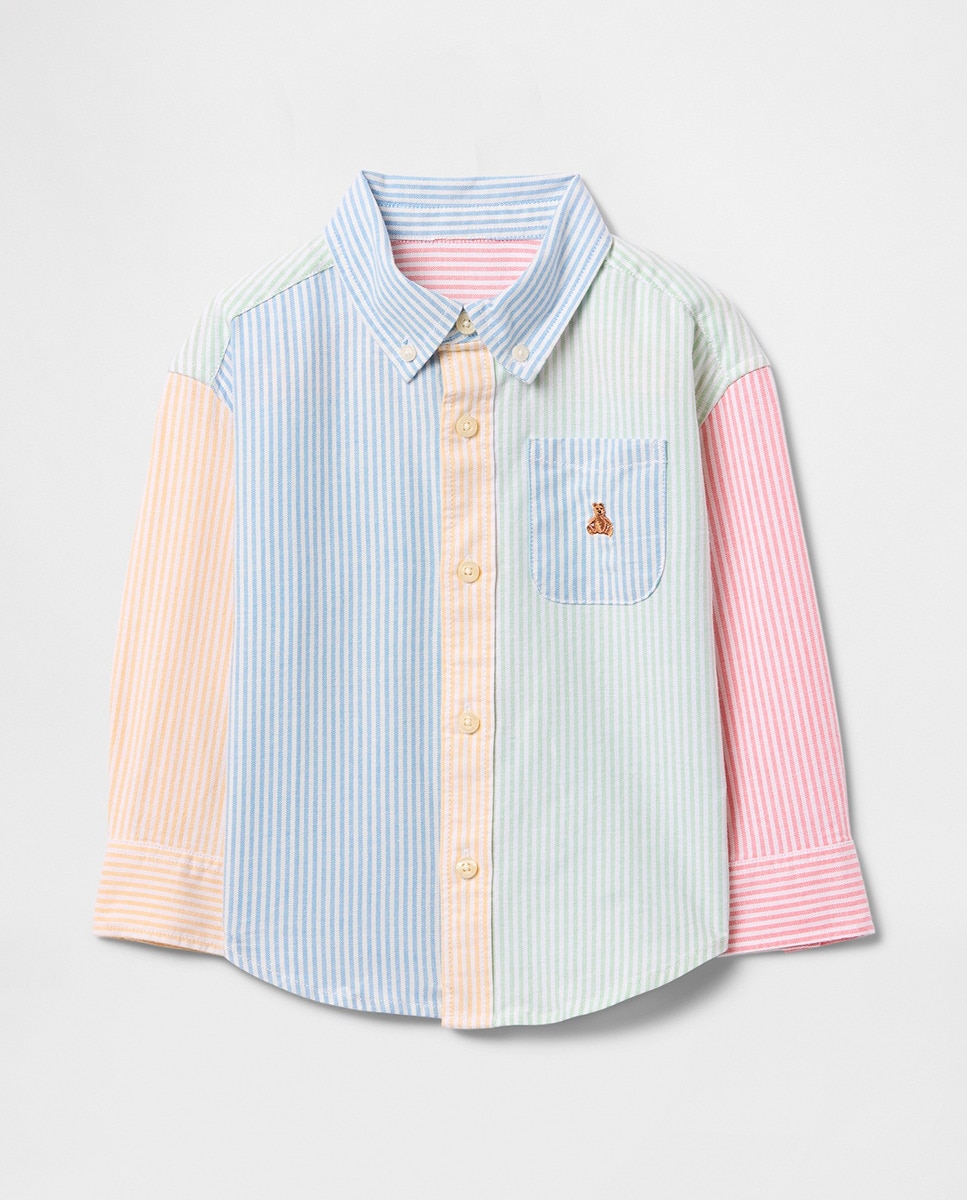 Camisa Oxford às Riscas com Manga Comprida Multicolor-4