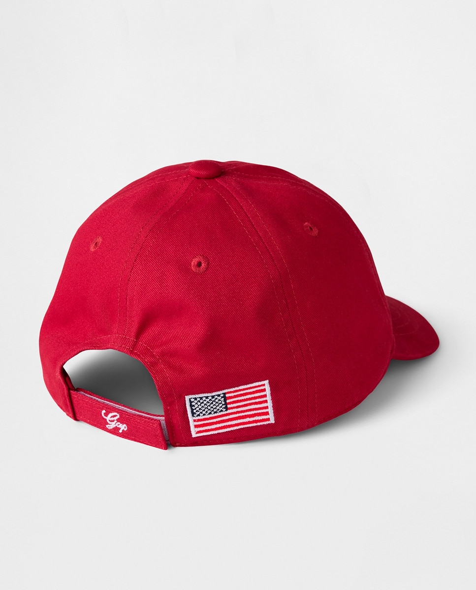 Boné de Basebol de Ganga com Logótipo Americano Vermelho-4