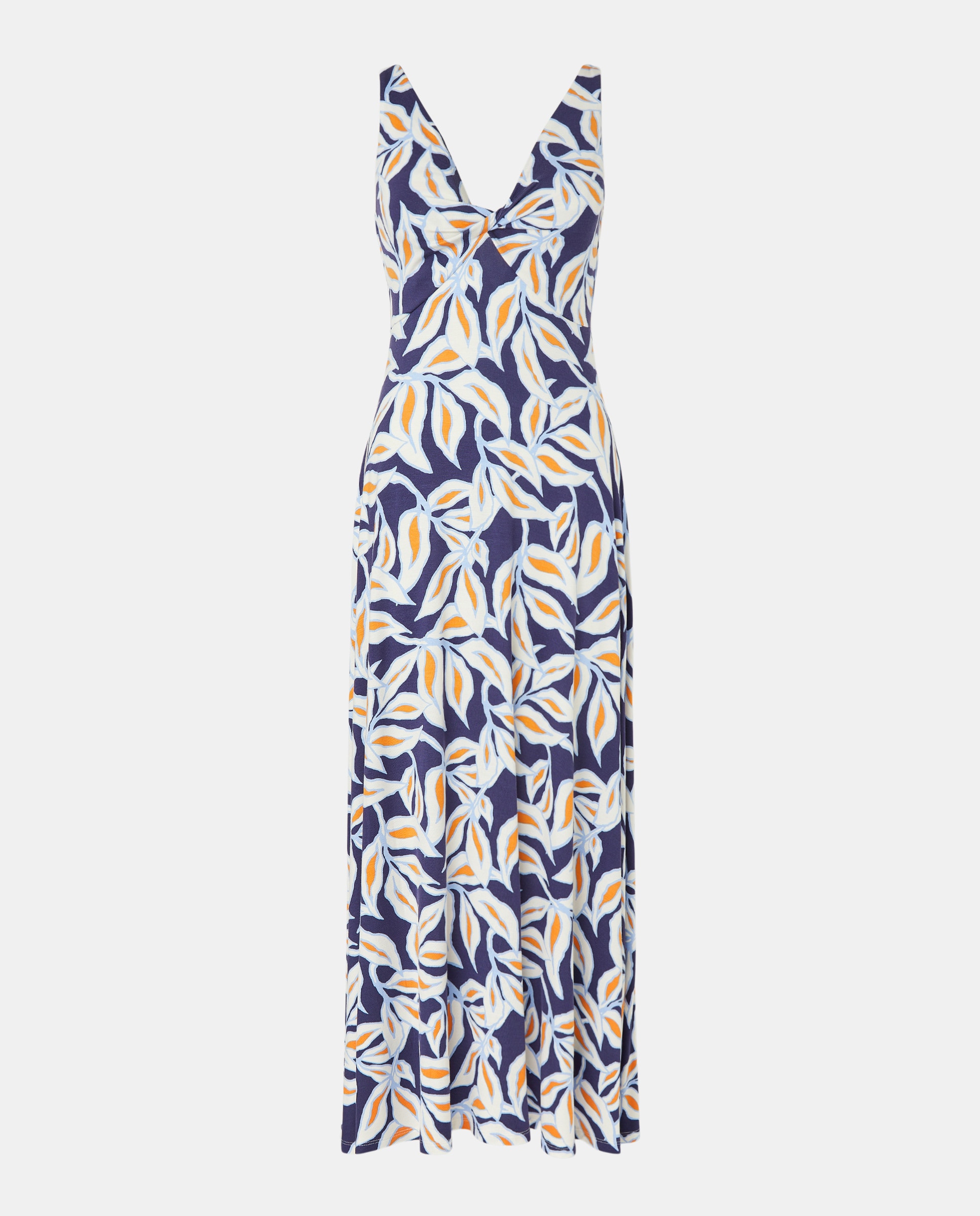 Vestido sem mangas e com decote em bico Laranja-4