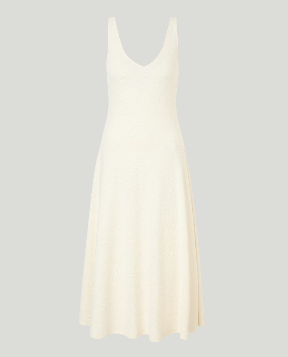 Vestido Midi Gofrado com Alças Cru-4