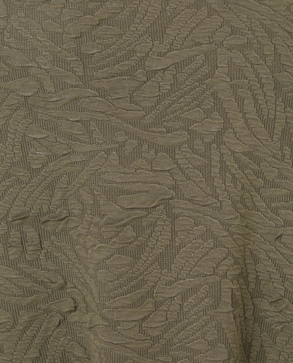 Vestido Midi Gofrado com Alças Caqui-5