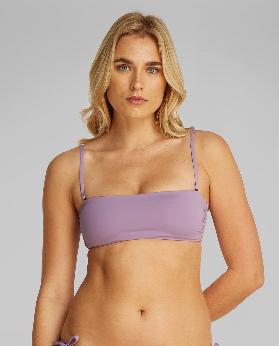 Soutien de Biquíni Bandeau com Alças Amovíveis Roxo-1