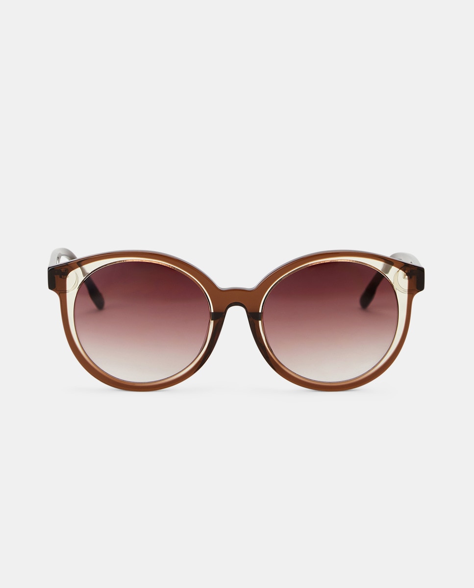 Óculos de Acetato Redondos Bege-2