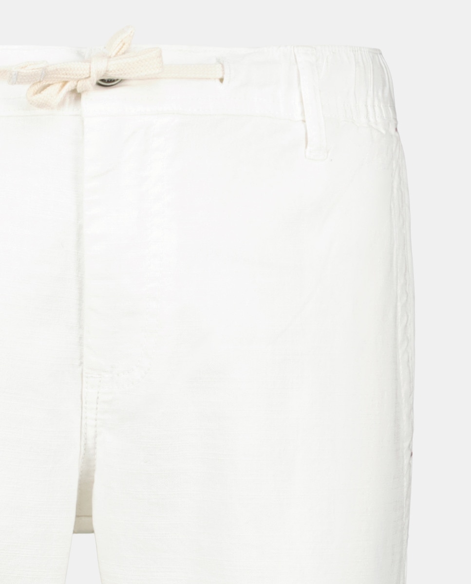 Joggers de Algodão Stretch Abertas com Cintura com Aspeto Rústico 130 Marfim-5