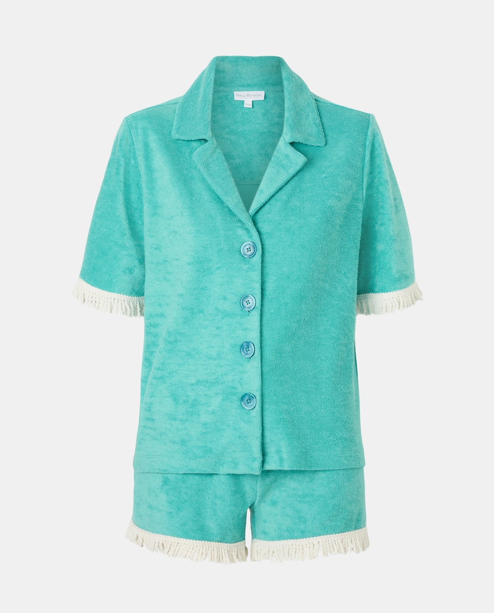 Conjunto de Toalha com Franjas Azul-4