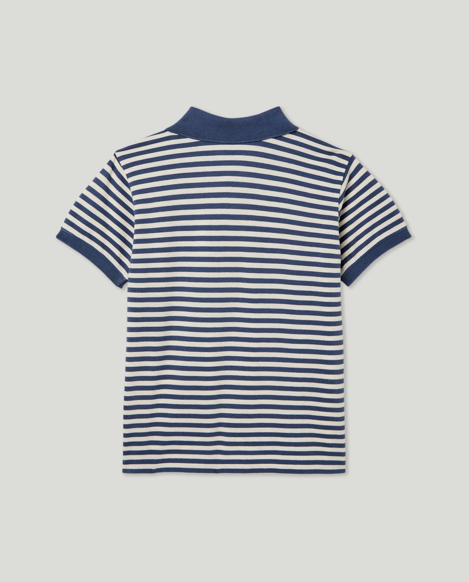 Polo de niño piqué rayas manga corta Azul marino-2