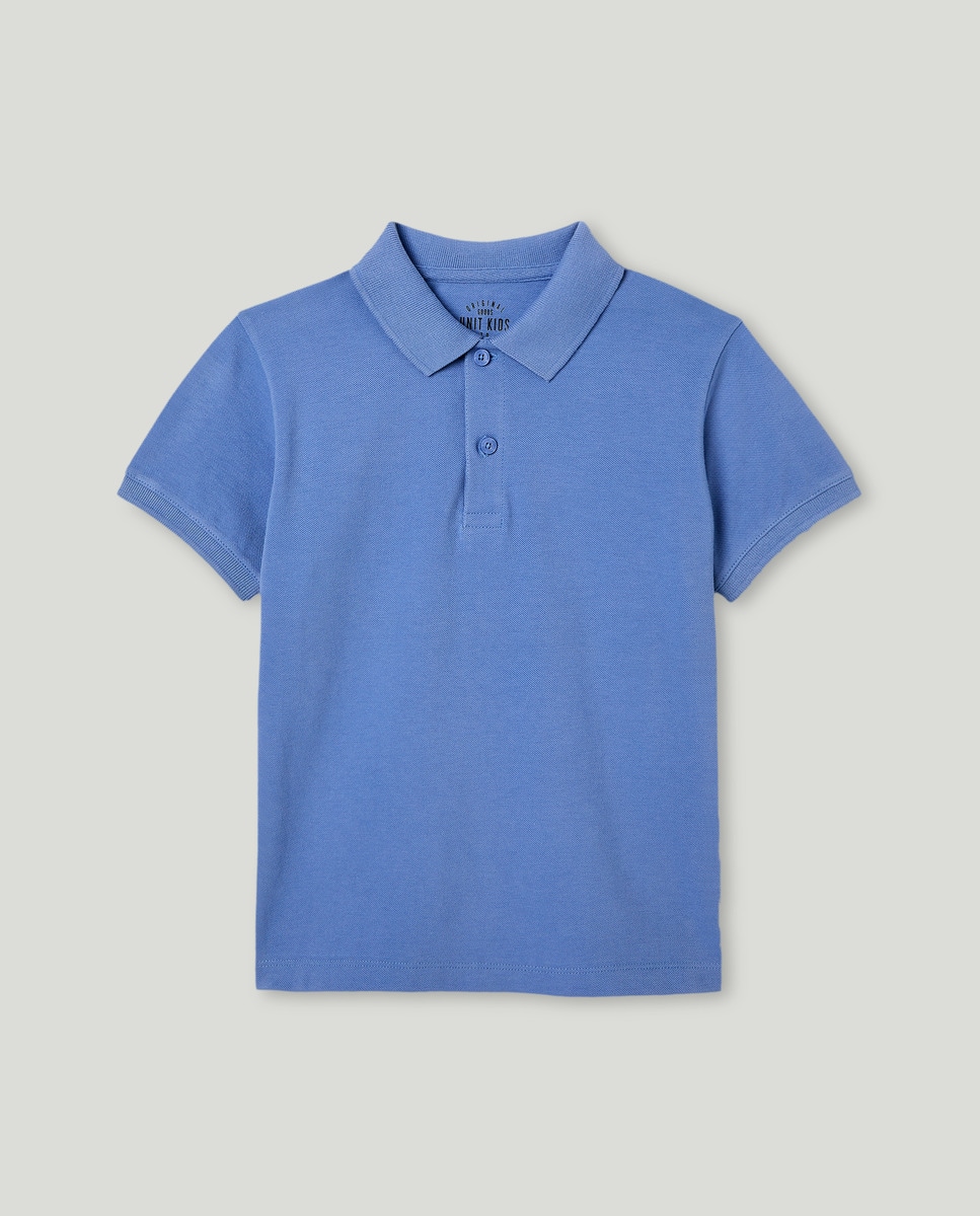 Polo de niño piqué manga corta Azul-1