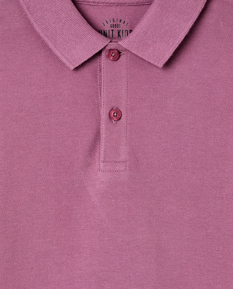 Polo de niño piqué manga corta Morado-3