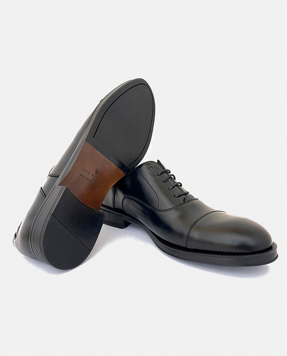 Sapatos de Atacadores em Pele Preto-3
