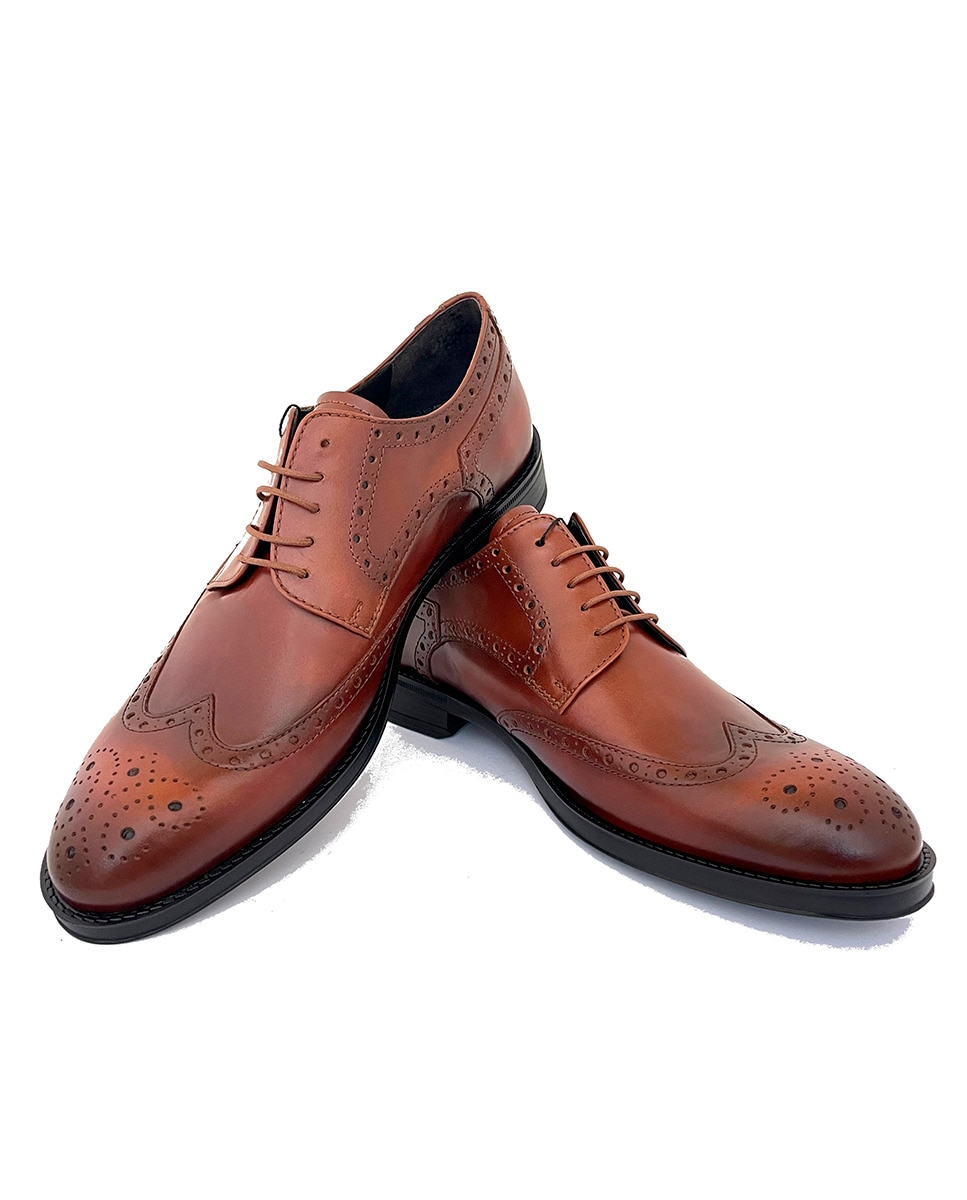 Sapatos de Atacadores em Pele Couro-4