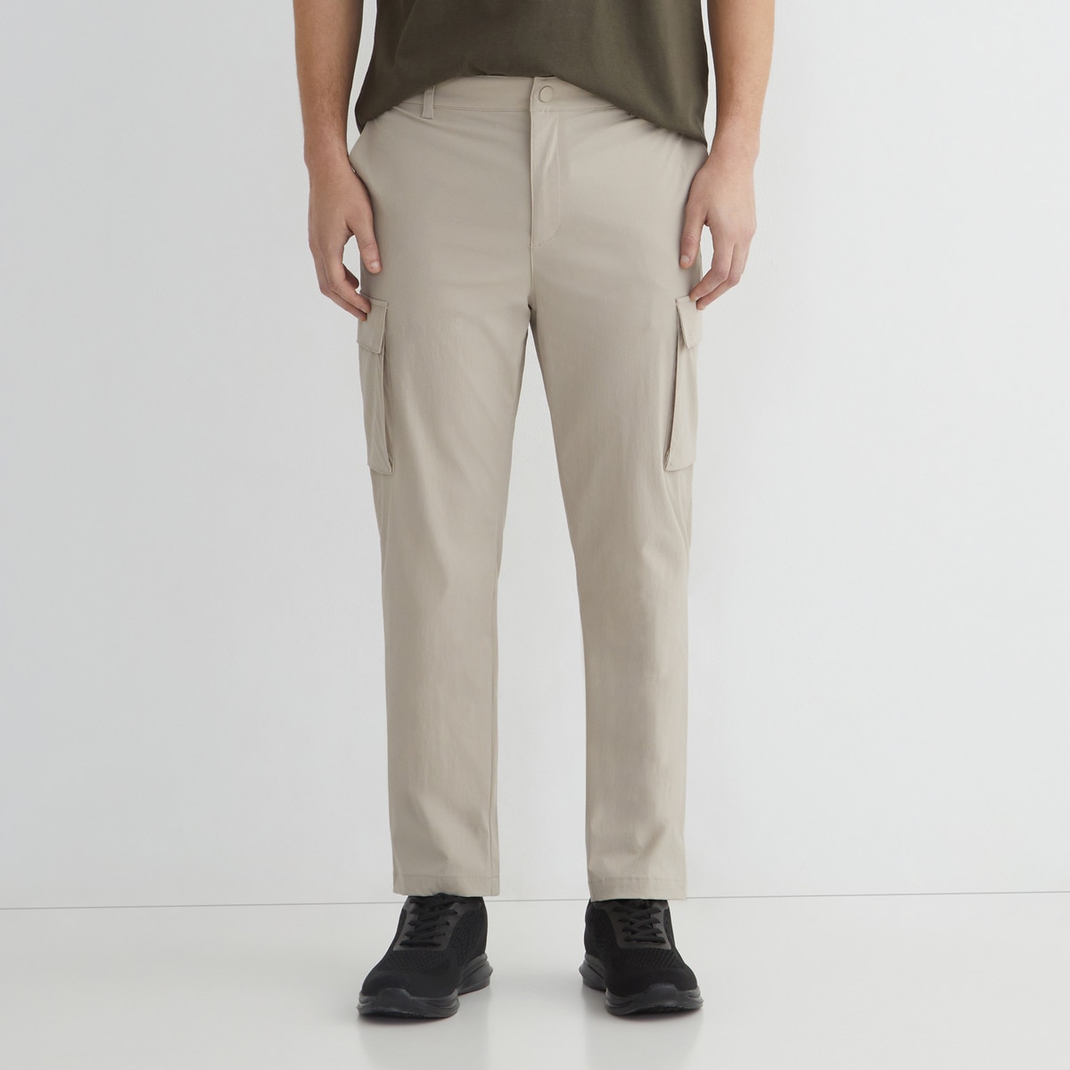 Pantalón largo elástico hombre Blanco-2