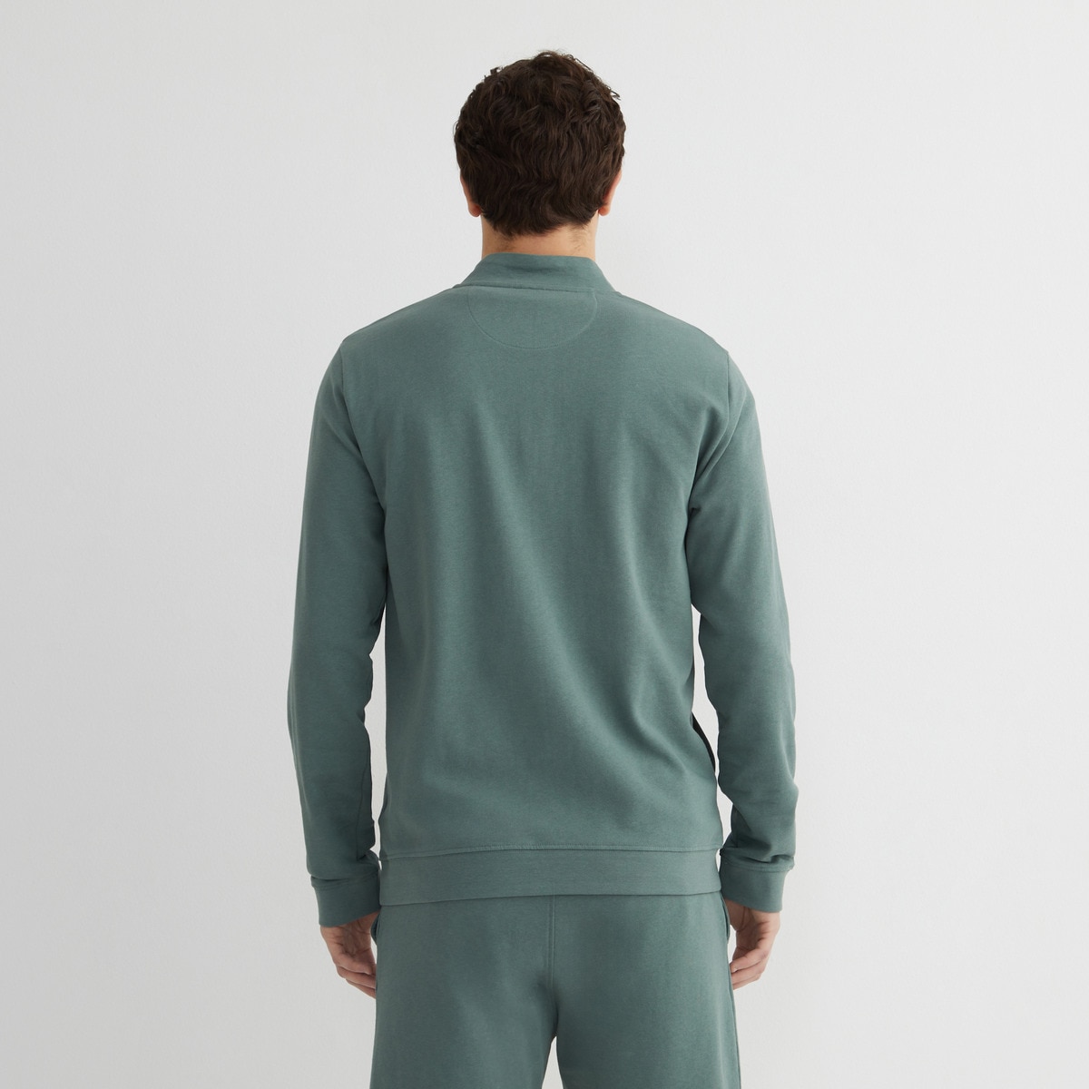 Sudadera media cremallera hombre Verde oscuro-3
