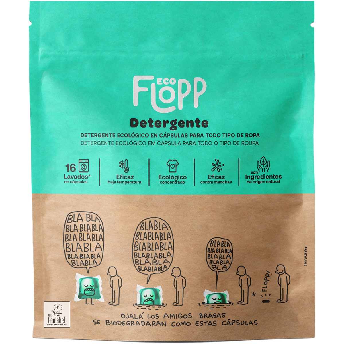 detergente ecológico para todo tipo de ropa bolsa 16 capsulas