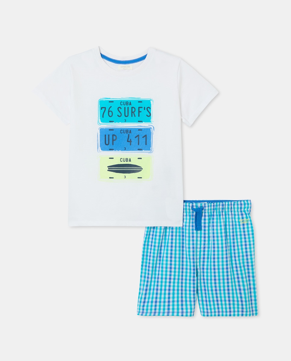 Pijama Curto Azul-4