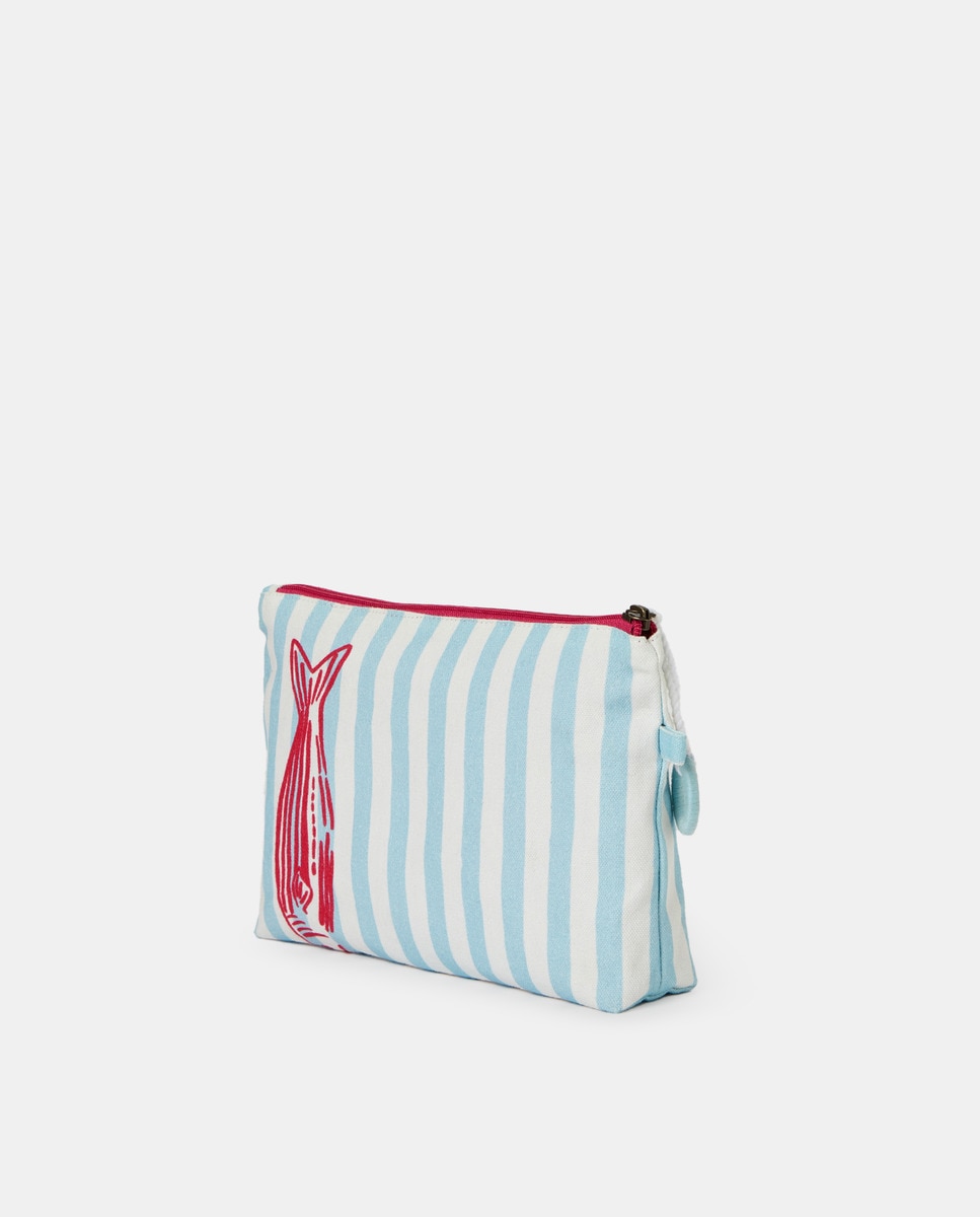 Nécessaire com Estampado de Peixe Azul-3