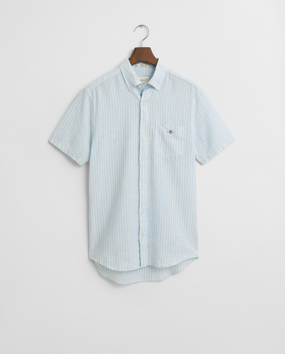 Camisa Tamanhos Grandes de Manga Curta e Corte Regular Azul-6
