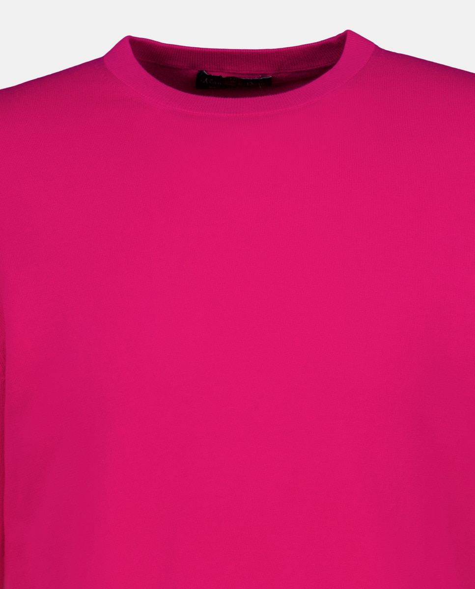 Camisola de Malha de Decote Redondo Fúcsia-5