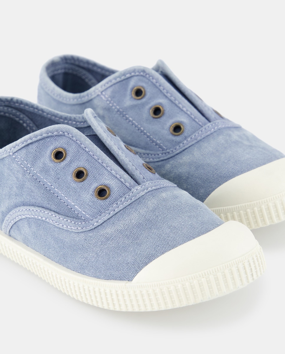 Lona infantil con puntera sin cordones Azul-5
