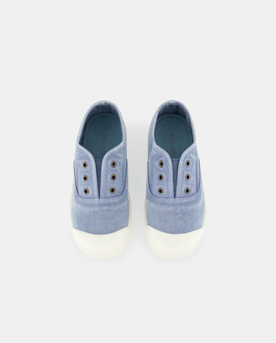 Lona infantil con puntera sin cordones Azul-4