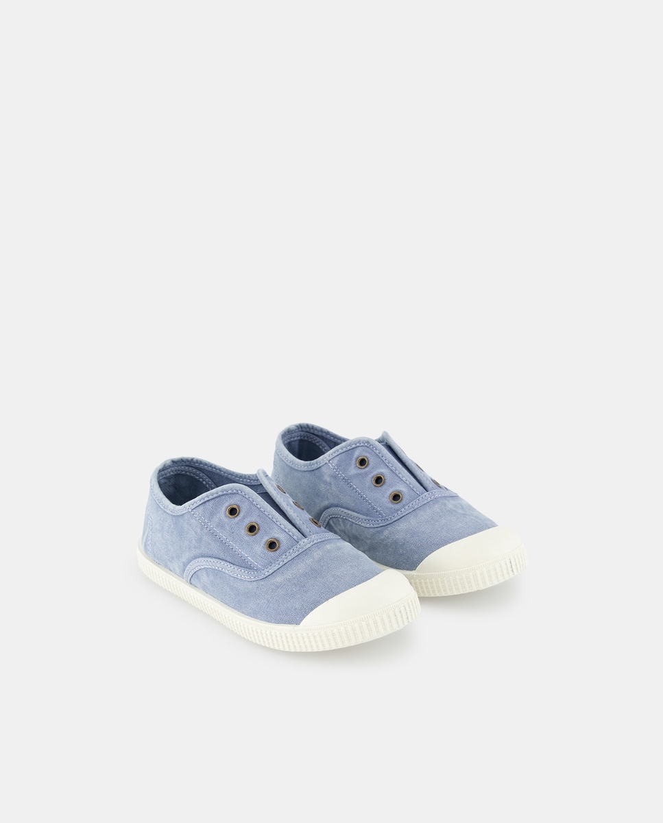 Lona infantil con puntera sin cordones Azul-2