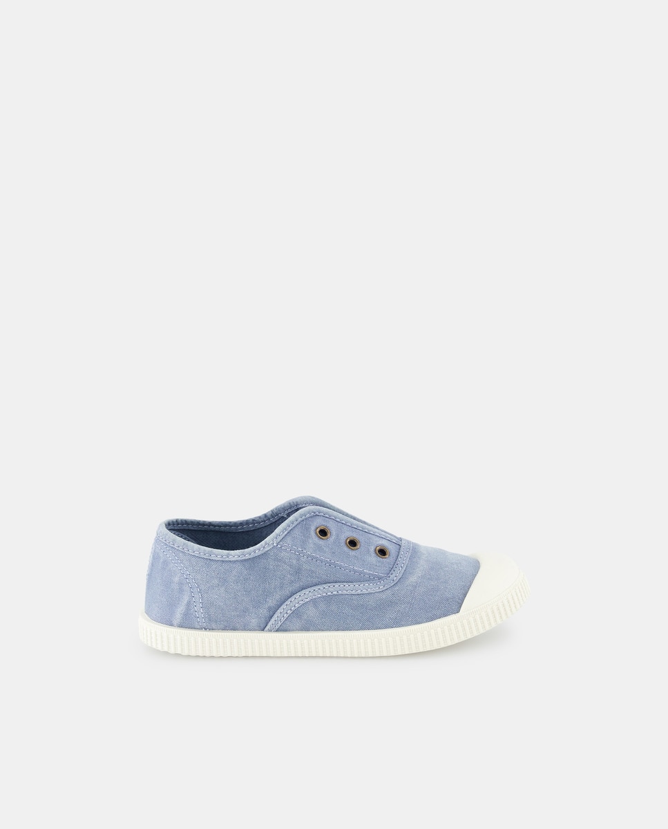 Lona infantil con puntera sin cordones Azul-1