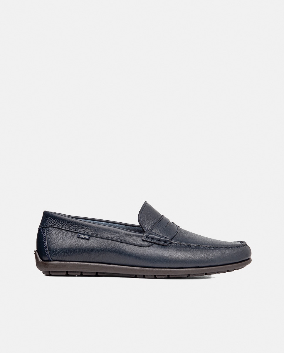 Mocassins em Pele Azul-marinho-1