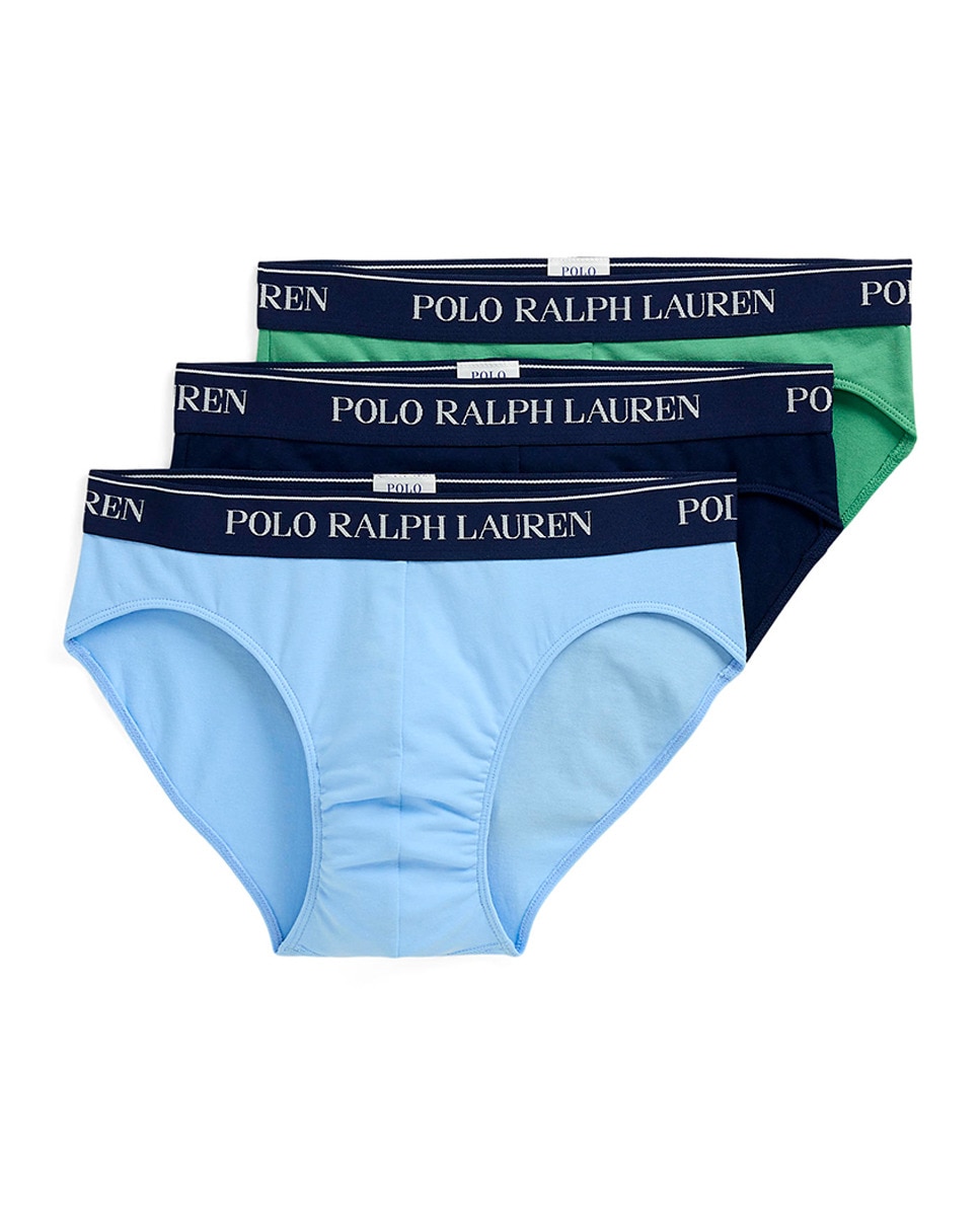 Pack de Três Slips de Algodão Lisos Azul-6