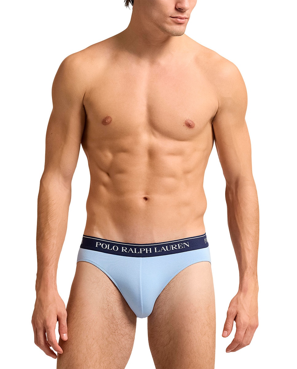 Pack de Três Slips de Algodão Lisos Azul-5
