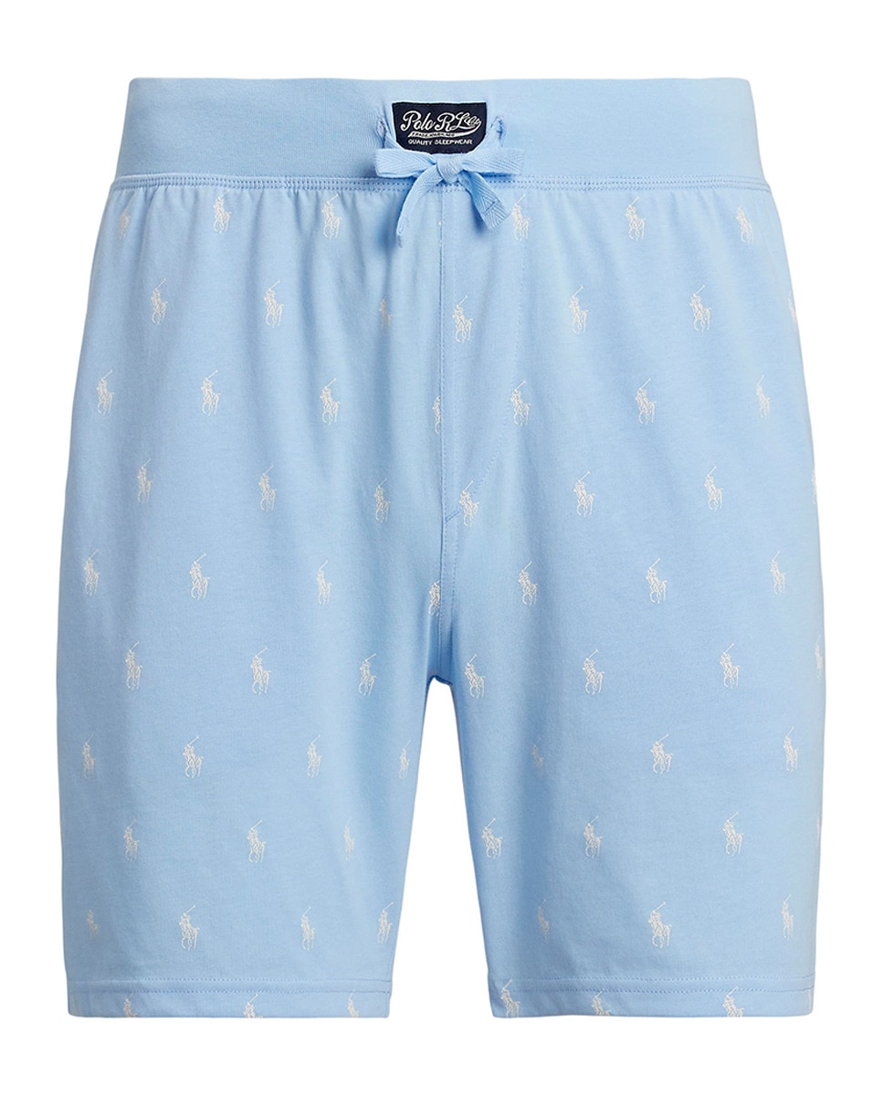 Calções de Pijama de Algodão com Estampado Azul-4