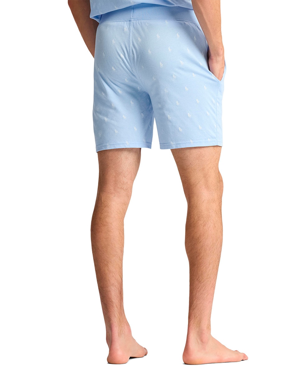 Calções de Pijama de Algodão com Estampado Azul-3