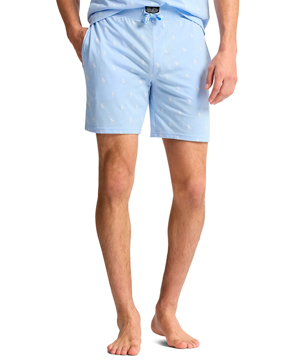 Calções de Pijama de Algodão com Estampado Azul-2
