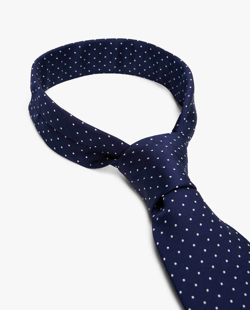 Gravata de Seda com Estampado Azul-marinho-3