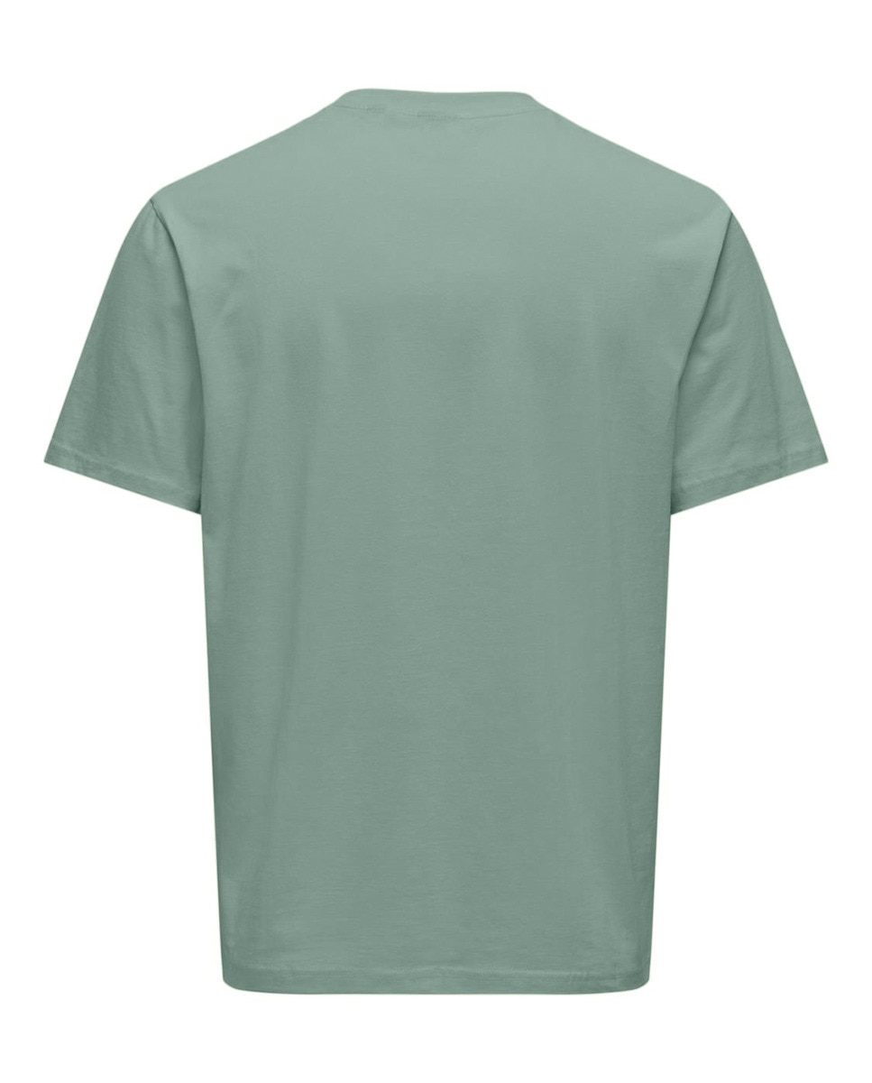 T-shirt de Manga Curta e Decote Redondo Verde-4