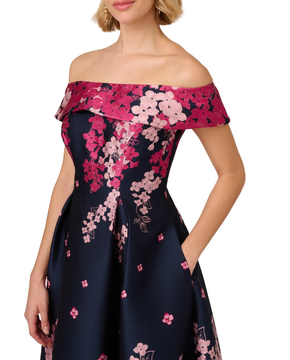 Vestido sem Ombros Azul-marinho-3